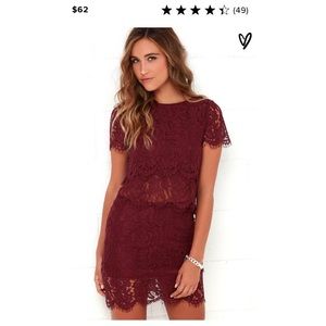 Lulu’s Turn Back Time 2 piece, burgundy, size M